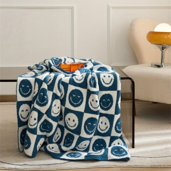 Warm And Cozy Checkerboard Smile Face Microfiber Blanket For Office, Sofa, And Bed Perfect For Nap Time And Decorating