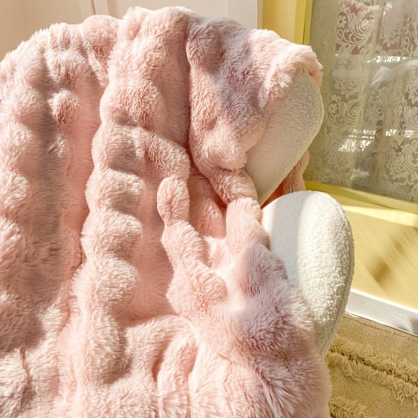 A Solid Color Thick Double Layer Blanket, Suitable For Bed Use, Office, Air Conditioning, Bedding, And Ideal For Travel, Sofa, Bed, And Home Decoration.