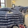 High Luxury Thick Striped Rabbit Like Plush Blanket, Autumn And Winter Thick Bed Blanket Cover, Friendly And Comfortable, Providing All Day Warmth And Comfort, Suitable For Sofas, Beds, Offices And Travel, Multi Purpose Blankets, Holiday Gifts, Cozy