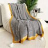 Glam Style Knitted Throw Blanket With Striped Pattern – Fantasy Theme Acrylic Soft Breathable Warm Nap Blanket For Office, Couch, Car, Bed – All Season Multipurpose Decorative Throw With Special Features