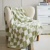 Checkerboard Print Microfiber Blanket, Soft Warm Fluffy Throw Blanket Nap Blanket For Office Sofa Bed Sofa Decoration