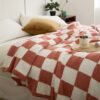 Checkerboard Print Microfiber Blanket, Soft Warm Fluffy Throw Blanket Nap Blanket For Office Sofa Bed Sofa Decoration