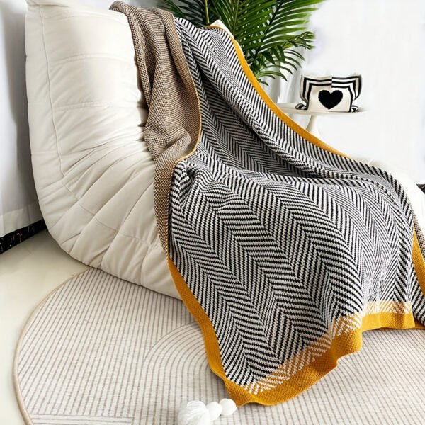 Glam Style Knitted Throw Blanket With Striped Pattern – Fantasy Theme Acrylic Soft Breathable Warm Nap Blanket For Office, Couch, Car, Bed – All Season Multipurpose Decorative Throw With Special Features