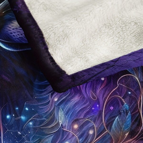 Fashion Blanket, Wolf Starry Sky Print Flannel Blanket, Soft Warm Throw Blanket Nap Blanket For Couch Sofa Office Bed Camping Travel, Multi Purpose Gift Blanket For All Season