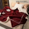 Red Milk Light Beige Sheep' Blanket Soft Cozy Bedspread & Couch, Luxury Bedding Suitable For Bed, Sofa, Or Dorm Machine Washable Contemporary Bed