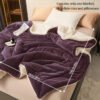 Dark Purple Double Layer Milk Velvet Lamb Velvet Blanket | Machine Washable, All Season Comfort, Polyester