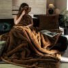 Luxurious ."." Faux Fox Fur Blanket, Ultra Soft Plush Velvet Texture, All Season Black Gray Golden Burgundy Red Warm Sofa Bedspread For Home & Rv Use Machine
