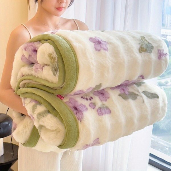 Luxury Artificial Rabbit Fur Blanket Big Bubble Rabbit Hair Composite Milk Velvet Hot .*. .*. .*. .*. Soft, Tear Resistant, Machine Washable, Suitable For Sofa, Bed, Office, Camping, All Seasons Comfort