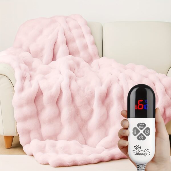 Bubble Heating Blanket | Vintage Style, Machine Washable, Mixed Color, Satin Weave, All Season, Multipurpose Use, Plug Powered,