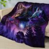 Fashion Blanket, Wolf Starry Sky Print Flannel Blanket, Soft Warm Throw Blanket Nap Blanket For Couch Sofa Office Bed Camping Travel, Multi Purpose Gift Blanket For All Season