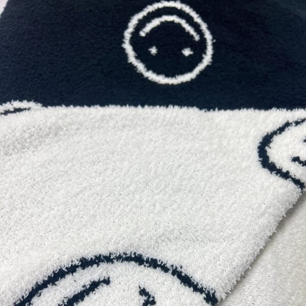 Colorful Smiling Face Blanket, Half Velvet Knitted Blanket, Sofa Nap Blanket, Office Nap Blanket, For Couch Sofa Office Bed Camping Travel, Multi Purpose Gift Blanket For All Season