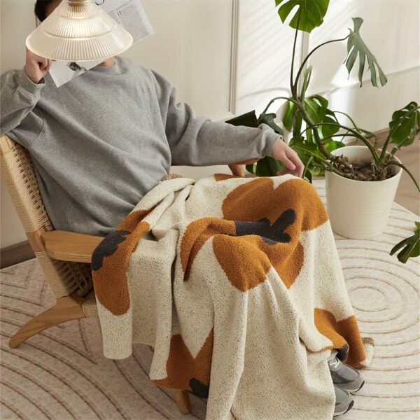 Nordic Flower Pattern Knitted Blanket, Air Conditioning Blanket Warm Cozy Soft Throw Blanket For Couch Bed Sofa