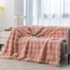 Thickened Bubble Velvet Blanket | Pink Polyester Rabbit Like Soft Fleece, Suitable For Office And Home Nap, Sofa Throw Cover