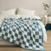 Checkerboard Print Microfiber Blanket, Soft Warm Fluffy Throw Blanket Nap Blanket For Office Sofa Bed Sofa Decoration