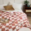 Checkerboard Print Microfiber Blanket, Soft Warm Fluffy Throw Blanket Nap Blanket For Office Sofa Bed Sofa Decoration