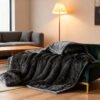 Luxurious ."." Faux Fox Fur Blanket, Ultra Soft Plush Velvet Texture, All Season Black Gray Golden Burgundy Red Warm Sofa Bedspread For Home & Rv Use Machine