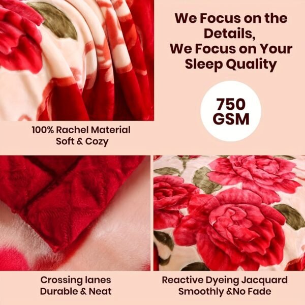 Red, Korean Blanket Winter Blanket King Size, Plush Bed Blanket Queen Size Korean Blanket Durable Ply Reversible, Silky Soft Heavy Blankets For Winter Fleece Blanket