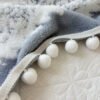 Double Color Jacquard Star Fleece Blanket With Pom Poms Soft Breathable All Season Bedspread, Geometric Pattern In Mixed Colors, Machine Washable Cottage Style Home Decor & Holiday Gift, Blanket For Bed, Cozy Bedroom Accessory