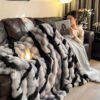 A Soft And Comfortable Printed Blanket From The Printed Series, Made Of Faux Rabbit Fur Plush, Suitable For Warmth In All Four Seasons. It Can Be Used In Various Settings Such As The Bedroom, Sofa, Office, Dormitory, Camping, And Travel