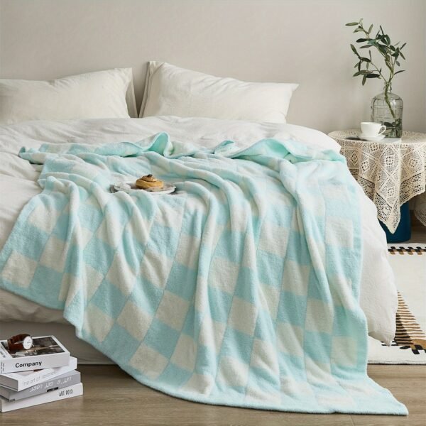 Checkerboard Print Microfiber Blanket, Soft Warm Fluffy Throw Blanket Nap Blanket For Office Sofa Bed Sofa Decoration