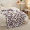 Warm And Cozy Checkerboard Smile Face Microfiber Blanket For Office, Sofa, And Bed Perfect For Nap Time And Decorating