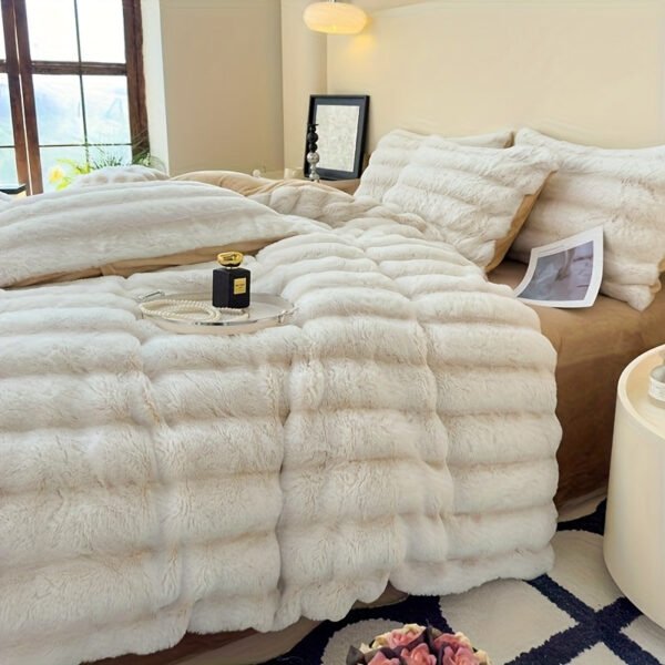 High Luxury Thick Striped Rabbit Like Plush Blanket, Autumn And Winter Thick Bed Blanket Cover, Friendly And Comfortable, Providing All Day Warmth And Comfort, Suitable For Sofas, Beds, Offices And Travel, Multi Purpose Blankets, Holiday Gifts, Cozy