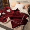 Red Milk Light Beige Sheep' Blanket Soft Cozy Bedspread & Couch, Luxury Bedding Suitable For Bed, Sofa, Or Dorm Machine Washable Contemporary Bed