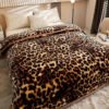 Soft Warm High Gram Weight Leopard Print Thick Blanket Year Round Luxurious Comfort And Coziness For Bedroom, Guest Room, Living Room, Dormitory, Car, Sofa, Travel Multifunctional Design