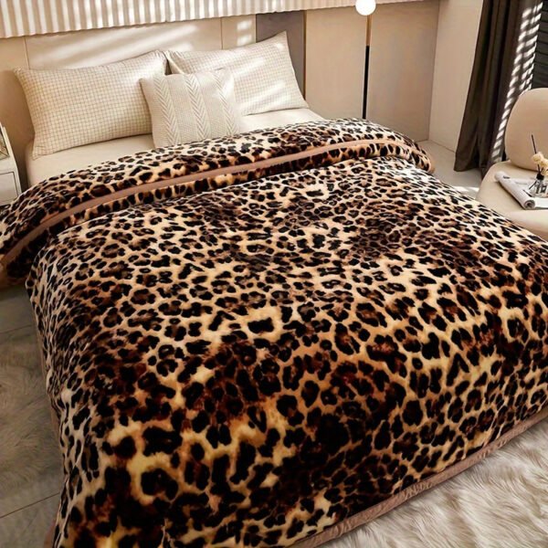 Soft Warm High Gram Weight Leopard Print Thick Blanket Year Round Luxurious Comfort And Coziness For Bedroom, Guest Room, Living Room, Dormitory, Car, Sofa, Travel Multifunctional Design