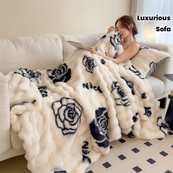 Plush Velvet Bubble Print Comfortable Multifunctional Blanket, Luxurious Soft And Warm, All Weather Suitable For Sofa, Bed, Office And Travel Fashion Room Etc., Versatile Blanket, Bed Cover, Contemporary Design, Stylish Throw, Highquality Material