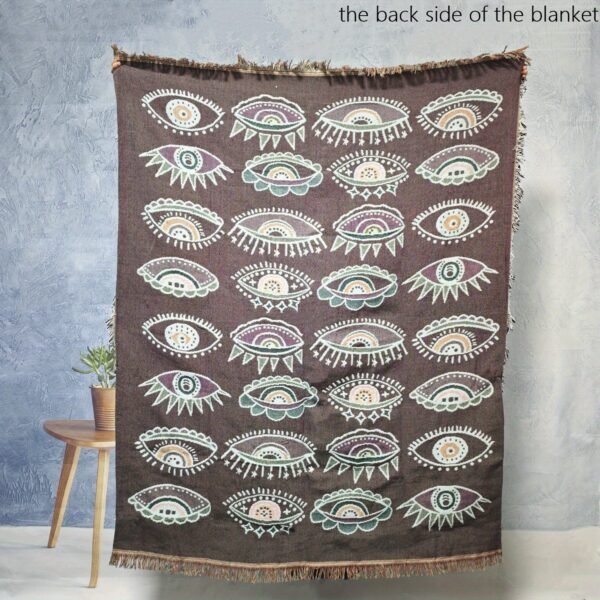 Eyes Of Various Types Bohemian Yarn Jacquard Blanket With Tassel, Chunky Soft Not Printed, Wear Resistant Washable Easy To Care, No Faded No Pilling, Used For Home Decor Sofa Chair Bed Tapestry Tablecloth Floor Garden Picnic Outdoor Camping