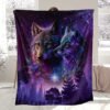 Fashion Blanket, Wolf Starry Sky Print Flannel Blanket, Soft Warm Throw Blanket Nap Blanket For Couch Sofa Office Bed Camping Travel, Multi Purpose Gift Blanket For All Season