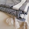 Preppy Style Black & White Geometric Throw Blanket Cozy All Season Polyester, Lightweight & Soft, Perfect For Couch Or Bed Decor, Cozy Home Accessory | Modern Home Decor | Soft