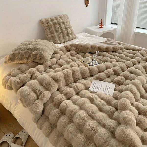 Tuscany Rabbit Fur Short Plush Casual Throw Blanket, A Luxurious High End Sofa Blanket That Is Soft, Warm, And Cozy Like Fur.