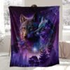Fashion Blanket, Wolf Starry Sky Print Flannel Blanket, Soft Warm Throw Blanket Nap Blanket For Couch Sofa Office Bed Camping Travel, Multi Purpose Gift Blanket For All Season