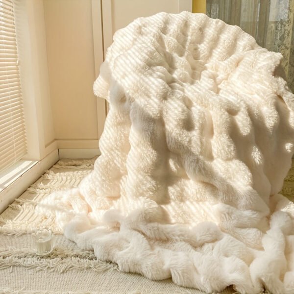 A Solid Color Thick Double Layer Blanket, Suitable For Bed Use, Office, Air Conditioning, Bedding, And Ideal For Travel, Sofa, Bed, And Home Decoration.