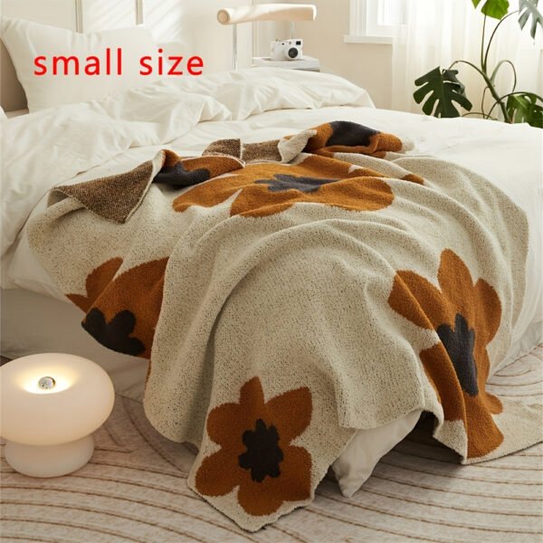 Nordic Flower Pattern Knitted Blanket, Air Conditioning Blanket Warm Cozy Soft Throw Blanket For Couch Bed Sofa