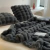 Tuscany Rabbit Fur Short Plush Casual Throw Blanket, A Luxurious High End Sofa Blanket That Is Soft, Warm, And Cozy Like Fur.
