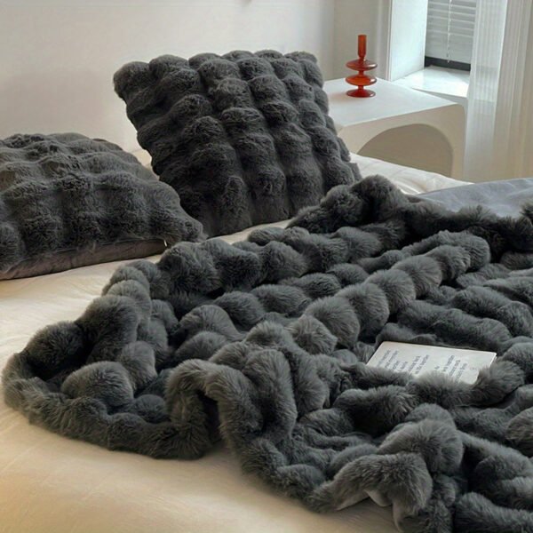 Tuscany Rabbit Fur Short Plush Casual Throw Blanket, A Luxurious High End Sofa Blanket That Is Soft, Warm, And Cozy Like Fur.