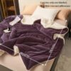 Dark Purple Double Layer Milk Velvet Lamb Velvet Blanket | Machine Washable, All Season Comfort, Polyester