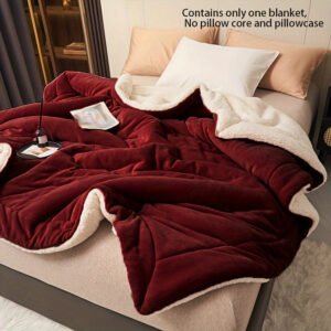 Red Milk Light Beige Sheep' Blanket Soft Cozy Bedspread & Couch, Luxury Bedding Suitable For Bed, Sofa, Or Dorm Machine Washable Contemporary Bed