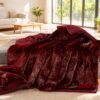 Luxurious ."." Faux Fox Fur Blanket, Ultra Soft Plush Velvet Texture, All Season Black Gray Golden Burgundy Red Warm Sofa Bedspread For Home & Rv Use Machine