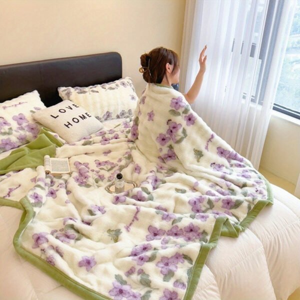 Luxury Artificial Rabbit Fur Blanket Big Bubble Rabbit Hair Composite Milk Velvet Hot .*. .*. .*. .*. Soft, Tear Resistant, Machine Washable, Suitable For Sofa, Bed, Office, Camping, All Seasons Comfort