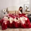 Red, Korean Blanket Winter Blanket King Size, Plush Bed Blanket Queen Size Korean Blanket Durable Ply Reversible, Silky Soft Heavy Blankets For Winter Fleece Blanket