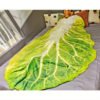 Realistic Lettuce Design Flannel Blanket Soft Geometric Leaf Pattern, All Season Cozy Throw For Home Decor, Unique Gift Idea, Contemporary Style, Decorative Bed Throw, Playful Decor Item