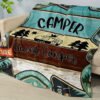 Classic Fashion Blanket, Retro Camping Theme Flannel Blanket, Soft Warm Throw Blanket Nap Blanket For Couch Sofa Office Bed Camping Travel, Multi Purpose Gift Blanket For All Season
