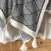 Preppy Style Black & White Geometric Throw Blanket Cozy All Season Polyester, Lightweight & Soft, Perfect For Couch Or Bed Decor, Cozy Home Accessory | Modern Home Decor | Soft