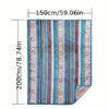 Nordic Bohemian Fleece Blanket Thickened Double Layer Warm Bedspread With Neutral Multicolor Stripes ( Nordic Color Palette) For Sofa, Bed, Couch & Camping All Season Cozy Bed Covering, Machine Washable