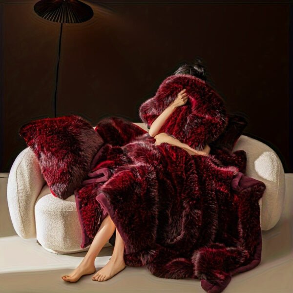 Extra Large Luxury Faux Fur Blanket Plush Soft All Season Throw With Elegant Black & White Design, Machine Washable For Bedding, Sofa, Camping Cozy Warmth, .. Inch, Heavyweight Polyester